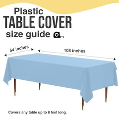 Premium Light Blue Plastic Table Covers | 12 Pack | 54 in. x 108 in.