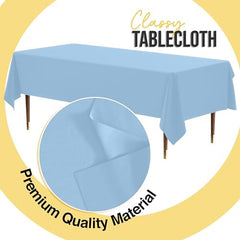 Premium Light Blue Plastic Table Covers | 12 Pack | 54 in. x 108 in.