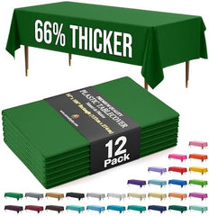 Premium Emerald Green Plastic Table Covers | 12 Pack | 54 in. x 108 in.