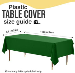 Premium Emerald Green Plastic Table Covers | 12 Pack | 54 in. x 108 in.