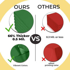 Premium Emerald Green Plastic Table Covers | 12 Pack | 54 in. x 108 in.
