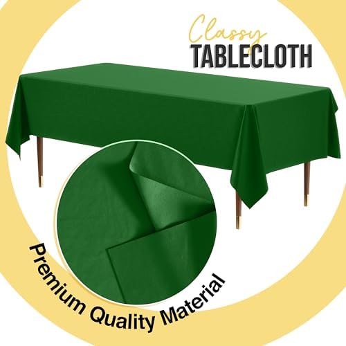Premium Emerald Green Plastic Table Covers | 12 Pack | 54 in. x 108 in.