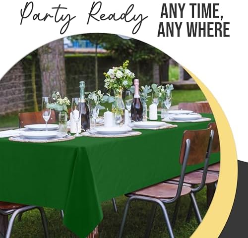 Premium Emerald Green Plastic Table Covers | 12 Pack | 54 in. x 108 in.