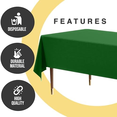 Premium Emerald Green Plastic Table Covers | 12 Pack | 54 in. x 108 in.