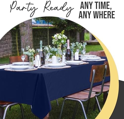 Premium Navy Blue Plastic Table Covers | 12 Pack | 54 in. x 108 in.