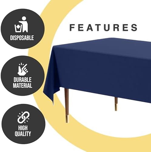 Premium Navy Blue Plastic Table Covers | 12 Pack | 54 in. x 108 in.