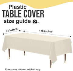 Premium Ivory Plastic Table Covers | 54 in. x 108 in. | 12 Count