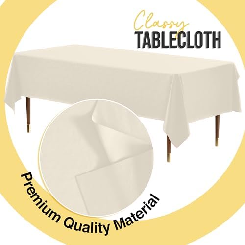 Premium Ivory Plastic Table Covers | 54 in. x 108 in. | 12 Count