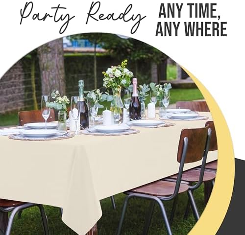 Premium Ivory Plastic Table Covers | 54 in. x 108 in. | 12 Count