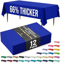 Premium Dark Blue Plastic Table Covers | 12 Pack | 54 in. x 108 in.