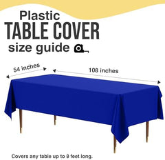 Premium Dark Blue Plastic Table Covers | 12 Pack | 54 in. x 108 in.