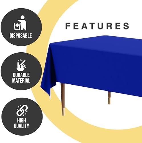 Premium Dark Blue Plastic Table Covers | 12 Pack | 54 in. x 108 in.