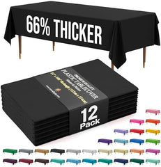 Premium Black Plastic Table Covers | 12 Count | 54 in. x 108 in.