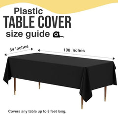 Premium Black Plastic Table Covers | 12 Count | 54 in. x 108 in.