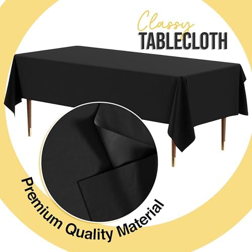 Premium Black Plastic Table Covers | 12 Count | 54 in. x 108 in.