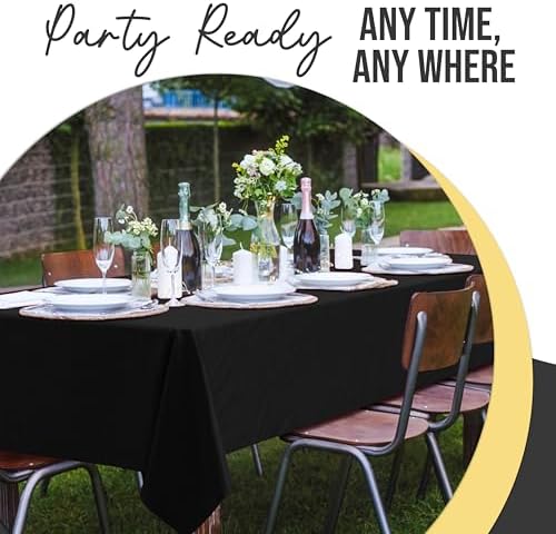 Premium Black Plastic Table Covers | 12 Count | 54 in. x 108 in.