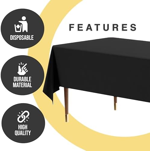 Premium Black Plastic Table Covers | 12 Count | 54 in. x 108 in.