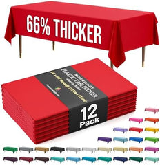 Premium Red Plastic Table Covers | 12 Pack | 54 in. x 108 in.