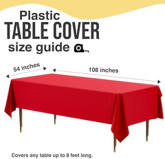 Premium Red Plastic Table Covers | 12 Pack | 54 in. x 108 in.