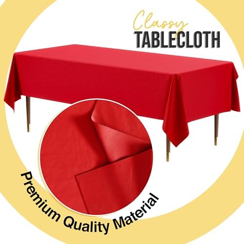 Premium Red Plastic Table Covers | 12 Pack | 54 in. x 108 in.