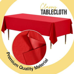 Premium Red Plastic Table Covers | 12 Pack | 54 in. x 108 in.