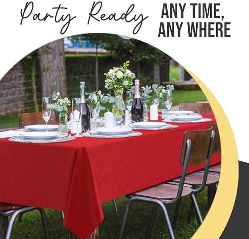 Premium Red Plastic Table Covers | 12 Pack | 54 in. x 108 in.