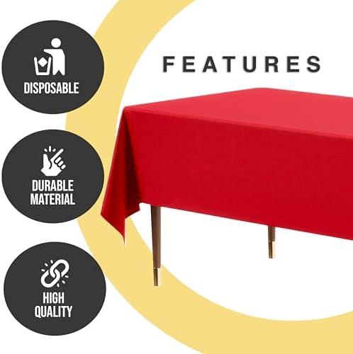 Premium Red Plastic Table Covers | 12 Pack | 54 in. x 108 in.