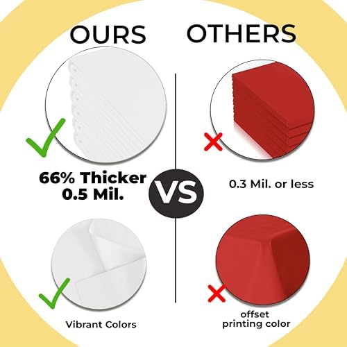 Premium White Plastic Table Covers | 12 Pack | 54 in. x 108 in.