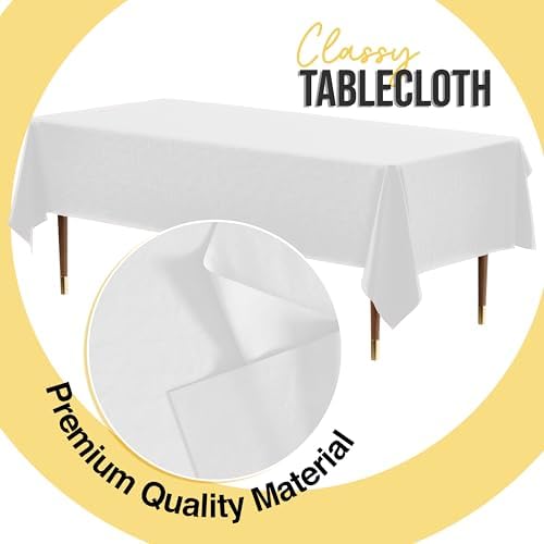 Premium White Plastic Table Covers | 12 Pack | 54 in. x 108 in.