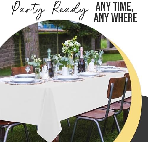 Premium White Plastic Table Covers | 12 Pack | 54 in. x 108 in.