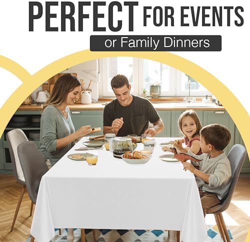 Premium White Plastic Table Covers | 12 Pack | 54 in. x 108 in.