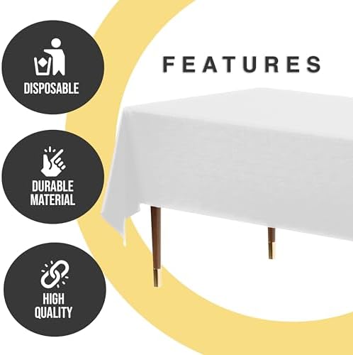 Premium White Plastic Table Covers | 12 Pack | 54 in. x 108 in.