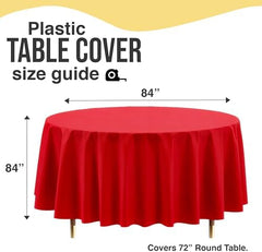 Premium Round Red Plastic Table Covers | 12 Pack | 84 in.