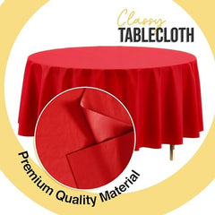 Premium Round Red Plastic Table Covers | 12 Pack | 84 in.