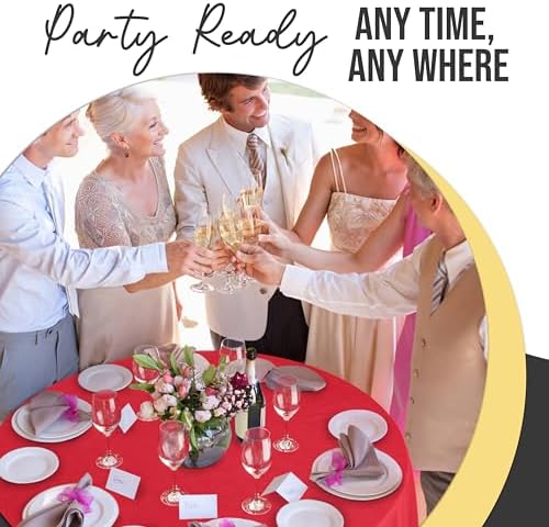 Premium Round Red Plastic Table Covers | 12 Pack | 84 in.
