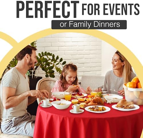 Premium Round Red Plastic Table Covers | 12 Pack | 84 in.
