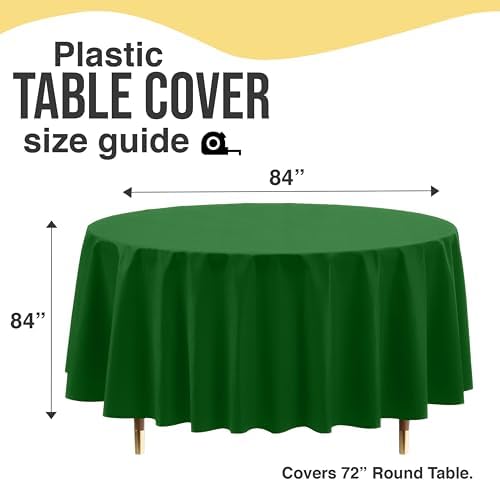 Premium Round Emerald Green Plastic Table Covers | 12 Pack | 84 in.