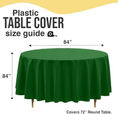 Premium Round Emerald Green Plastic Table Covers | 12 Pack | 84 in.