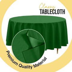 Premium Round Emerald Green Plastic Table Covers | 12 Pack | 84 in.