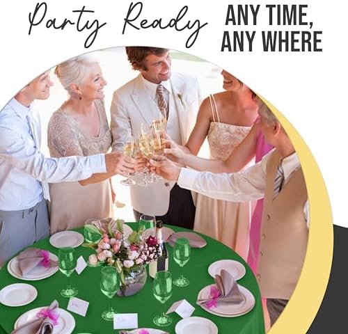 Premium Round Emerald Green Plastic Table Covers | 12 Pack | 84 in.