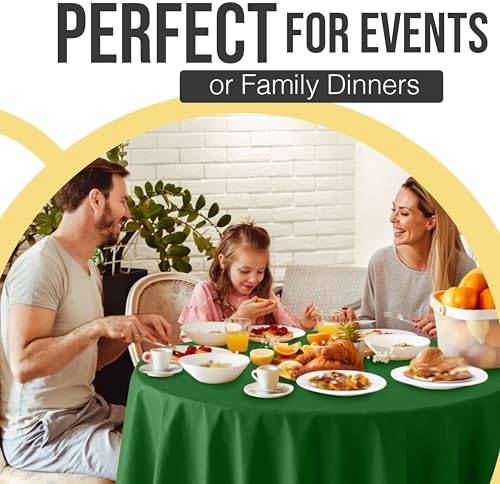 Premium Round Emerald Green Plastic Table Covers | 12 Pack | 84 in.