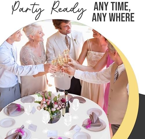 Premium Round White Plastic Table Covers | 12 Pack | 84 in.