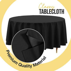 Premium Round Black Plastic Table Covers | 12 Pack | 84 in.