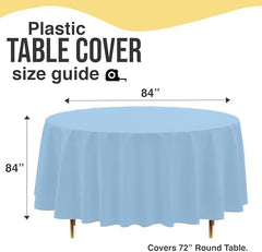 Premium Round Light Blue Plastic Table Covers | 12 Pack | 84 in.
