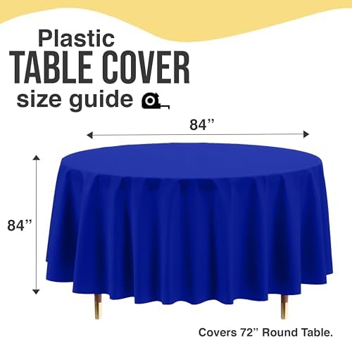 Premium Round Dark Blue Plastic Table Covers | 12 Pack | 84 in.