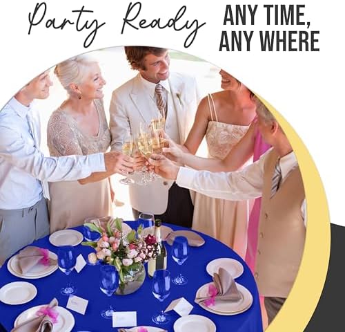 Premium Round Dark Blue Plastic Table Covers | 12 Pack | 84 in.