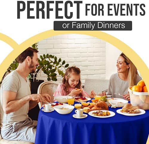 Premium Round Dark Blue Plastic Table Covers | 12 Pack | 84 in.