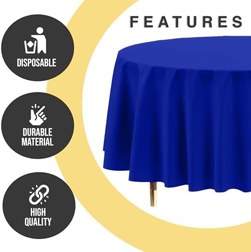Premium Round Dark Blue Plastic Table Covers | 12 Pack | 84 in.