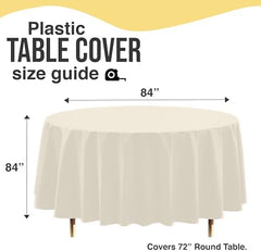 Premium Round Ivory Plastic Table Covers | 12 Pack | 84 in.