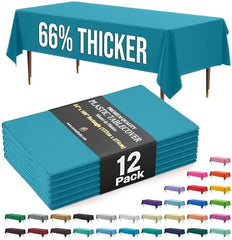 Premium Turquoise Plastic Table Covers | 12 Pack | 54 in. x 108 in.